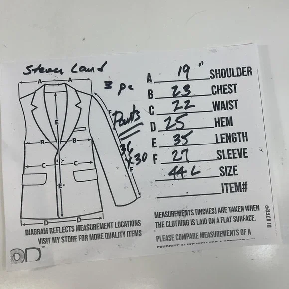 Steven‎ Land Suit 3 Piece 44L 36x30 Blue Henry Windowpane Plaid Dressy